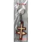 Keyring - Wooden Cross and Fish